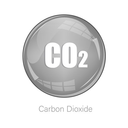 Carbon dioxide icon. Gray sphere symbol. Chemistry gas Vector. Science fume badge. EPS 10.のイラスト素材