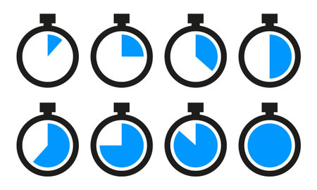 Timers icon set. Countdown clock symbol. Time measurement Vector. Alarm watch illustration. EPS 10.のイラスト素材