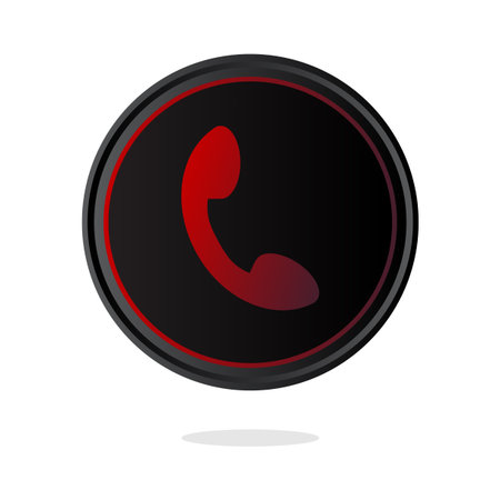 Phone call icon. Red receiver symbol. Contact support emblem. Vector graphic button. EPS 10.のイラスト素材