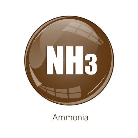 Ammonia chemical icon. Brown sphere symbol. Gas formula Vector. Science compound sign. EPS 10.のイラスト素材