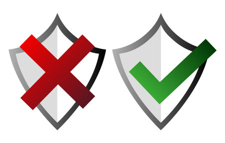 Shield defense icon. Checkmark security symbol. Cross protection Vector. Safety guarantee graphic. EPS 10.のイラスト素材
