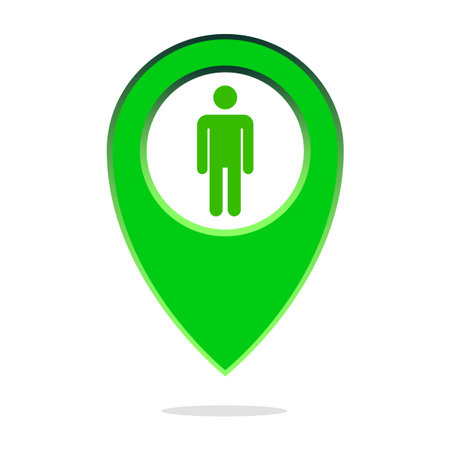 Person location pin. Man navigation vector. Map point symbol. Geographic position icon. EPS 10.のイラスト素材