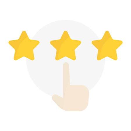 Professionalized success ranking Vector. Triple gold stars. Human finger pointer. Exceptional...