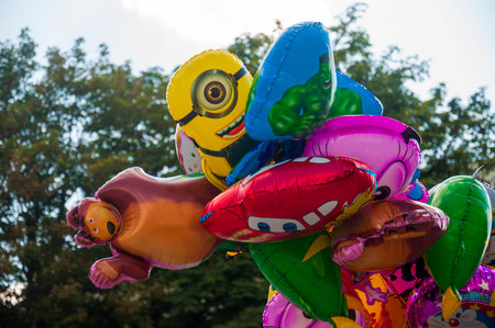LUBLIN, POLAND- 29 july 2017- colorfull baloons for children for sale at Carnaval Sztukistrzow festival in Lublinのeditorial素材