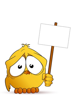 Chick with signboardのイラスト素材