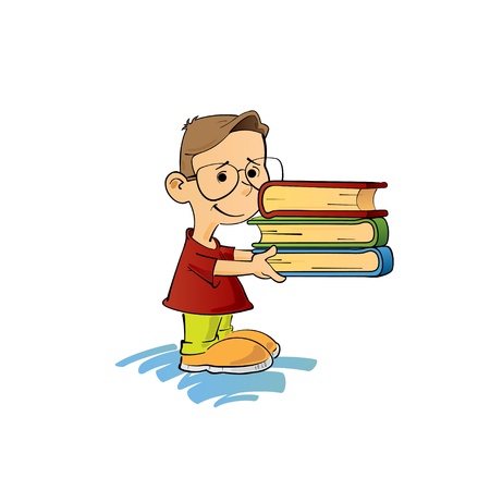 Kid with booksのイラスト素材