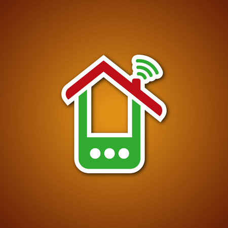 Paper phone house over caramelのイラスト素材