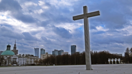 Pilsudski Square, Warsaw, Polandの写真素材