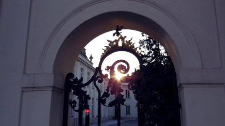 Historical Gate of Ministry of Education at Sunsetの写真素材