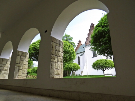 View at Historic a Monastery in Poland through Arch Corridorのeditorial素材