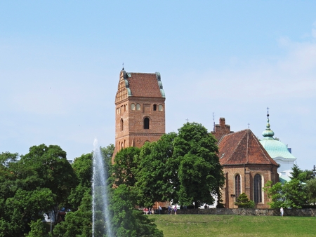 Church of the Visitation of the Blessed Virgin Mary as Seen from River Bank, Warsaw, Polandの写真素材
