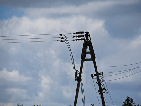 A High Voltage Electricity Installation Power Grid Transformer Column Pole