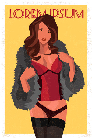 Woman in red corsetのイラスト素材