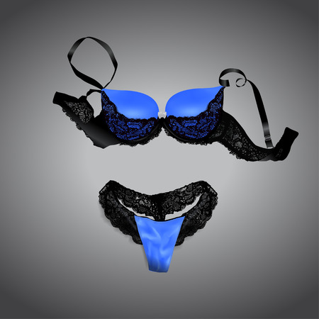 Black and blue female sexy lingerieのイラスト素材