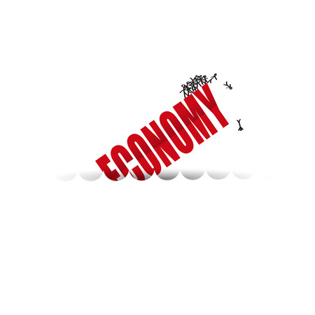 the economy is sinking  text on  white background.のイラスト素材