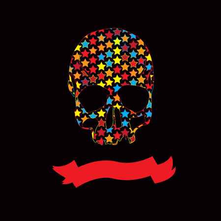 Vector   multicolour Ribbon Skull  Illustrationのイラスト素材