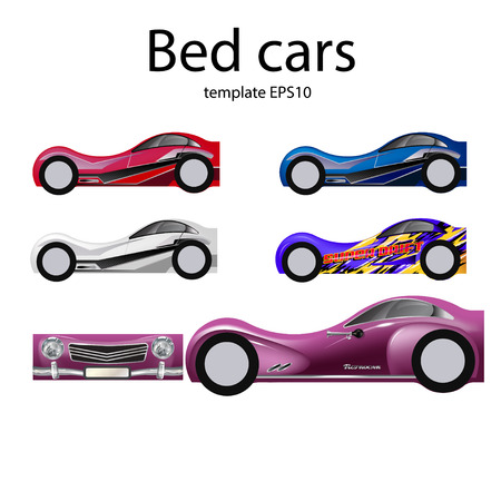 Illustration of different bed cars design for boysのイラスト素材