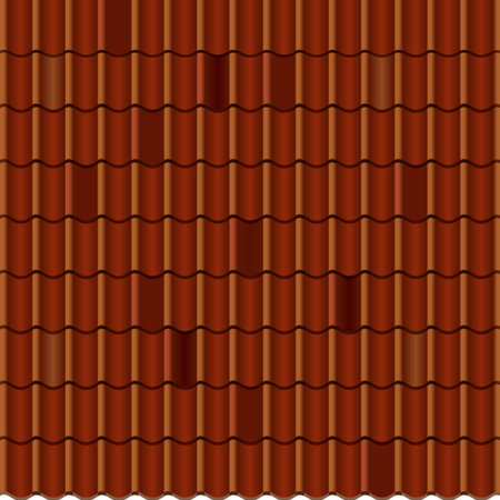 Red corrugated tile element of roof. Seamless pattern.のイラスト素材
