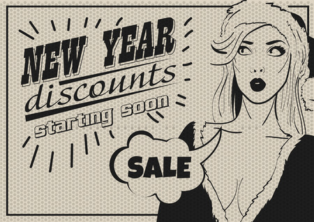 Pop Art Woman SALE poster.のイラスト素材