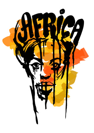 Face of african woman on the decorative background.のイラスト素材