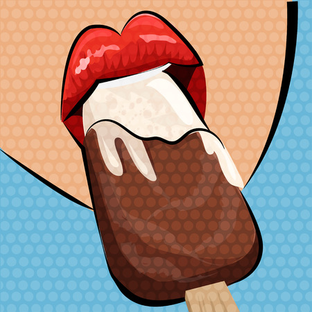 Ice scream and lips. Pop art style.のイラスト素材