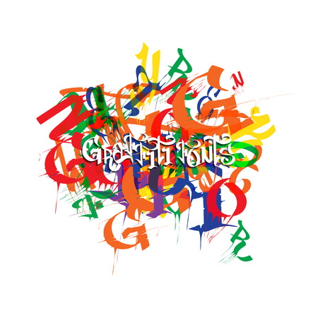 Abstract colored vector background with  graffiti designのイラスト素材