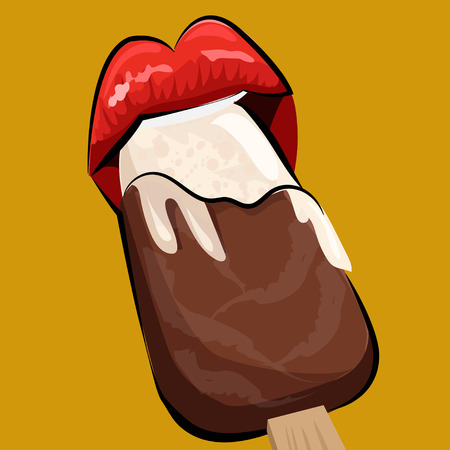 Ice scream and lips. Pop art style.のイラスト素材
