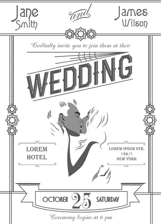 Art deco wedding invitation card template vector illustrationのイラスト素材