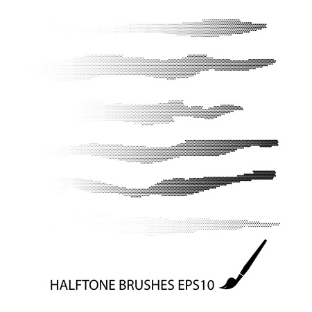 Halftone brush strokes set.のイラスト素材