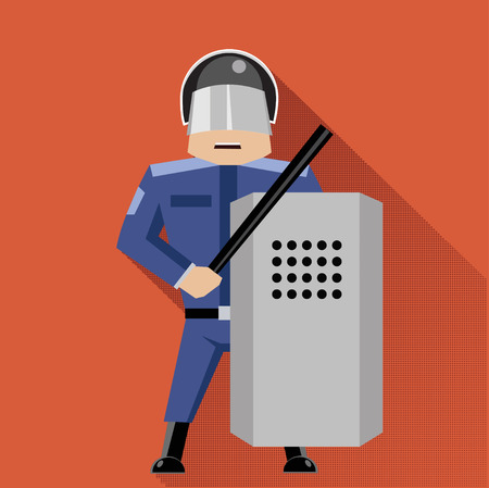 Policeman Icon riot police flat designのイラスト素材