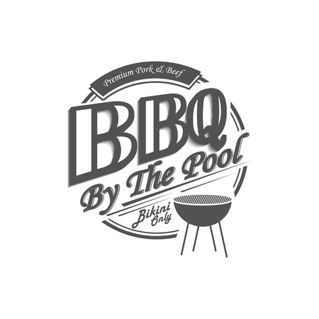 Delicious bbq sign design. Barbecue by the pool.のイラスト素材