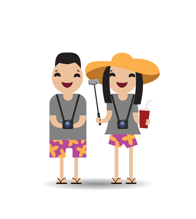 Chinese tourists Inbound tourism, vector illustrationのイラスト素材