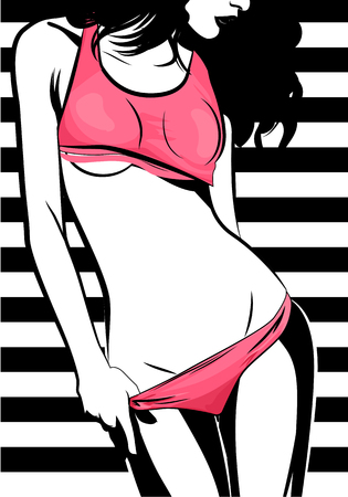 Beautiful young girl model for design. Fitness sexy body. Vector illustrationのイラスト素材