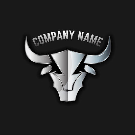 Bull head iron emblem. Vector illustration.のイラスト素材