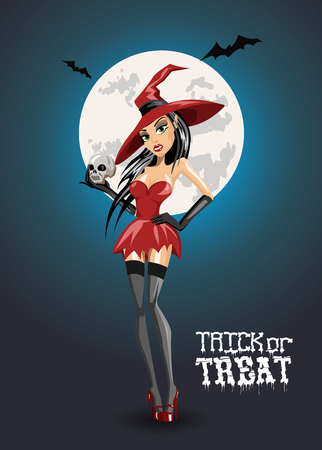 Halloween Witch. Sexy witch. Halloween poster. Vector illustration.のイラスト素材