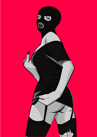 Gangster girl. Pretty Young Urban Rap Girl. Lady Vector artwork. Pop Art comic style.のイラスト素材
