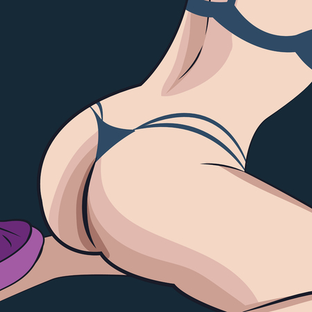 Sexy woman booty isolated on blue background vector illustration.のイラスト素材