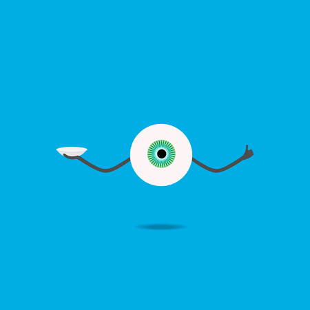 The human eye of the cartoon keeps the contact lensのイラスト素材