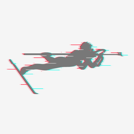 Shooting from prone positions in biathlon. Vector iconのイラスト素材