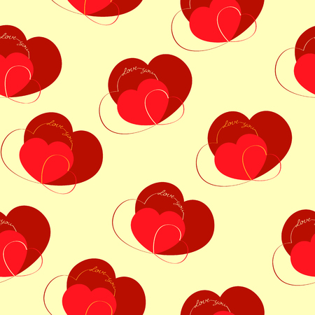 Hearts with the words love you. Seamless textureのイラスト素材
