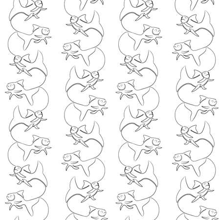 Fishes on a white background. Seamless texture.のイラスト素材