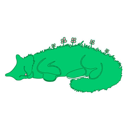 Sleeping meadow cat. Isolated color vector illustrationのイラスト素材