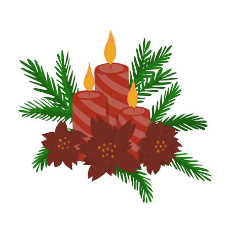 Beautiful Christmas candles. Isolated vectorのイラスト素材