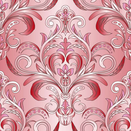 Damask wallpaper. Vector vintage floral seamless pattern element. pink colorのイラスト素材
