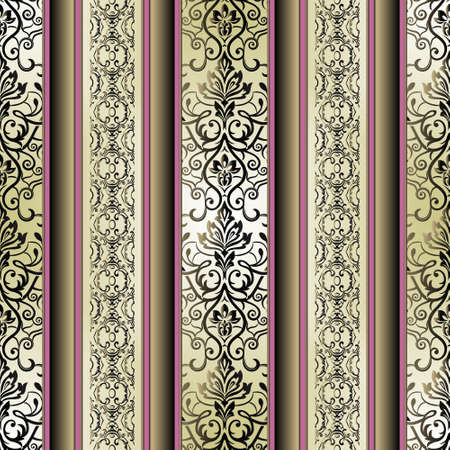 Damask Wallpaper. Vintage Pattern. Vector seamless border in Victorian style.のイラスト素材