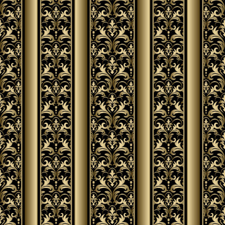 Damask Wallpaper. Vintage Pattern. Vector seamless border in Victorian styleのイラスト素材