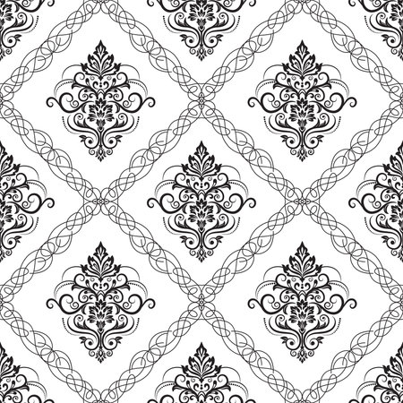 Vintage background with damask pattern in retro styleのイラスト素材