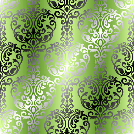 Vintage seamless pattern. Seamless damask pattern for background or wallpaper design. green color.のイラスト素材