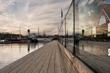 evening at Stockholm harborの写真素材