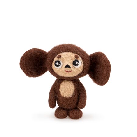 Children's toy Cheburashka on a white background isolatedのeditorial素材